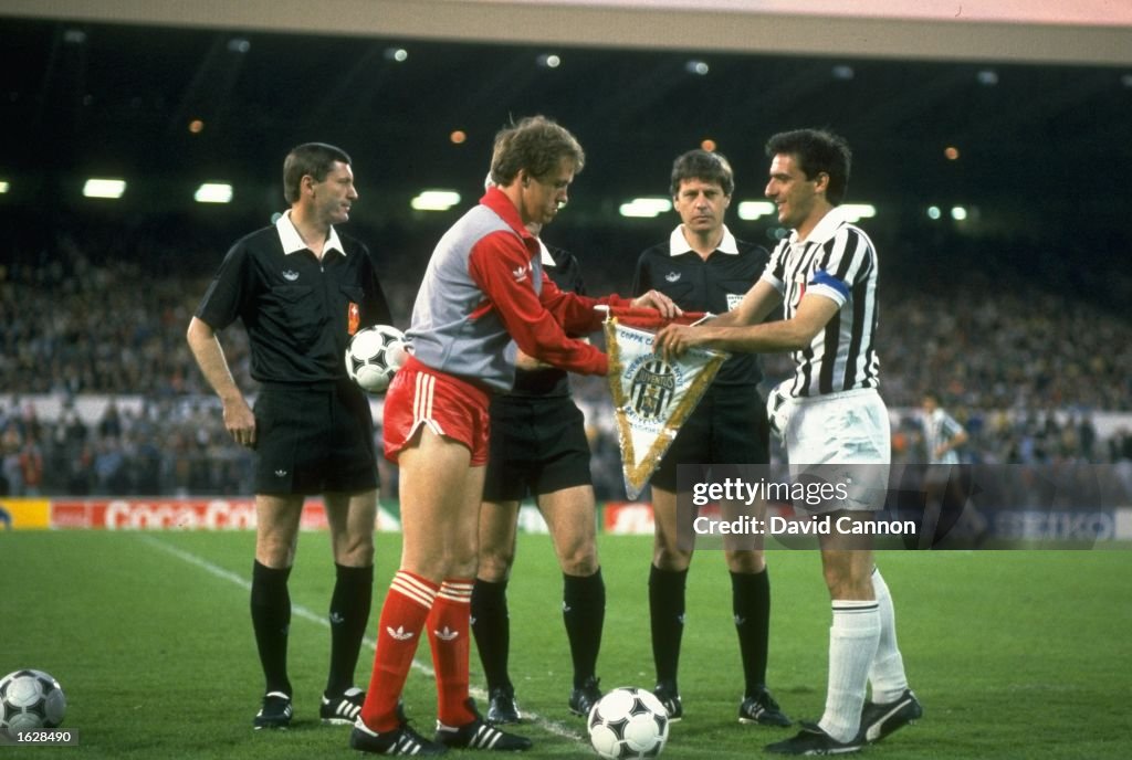 Phil Neal of Liverpool and Schirea of Juventus