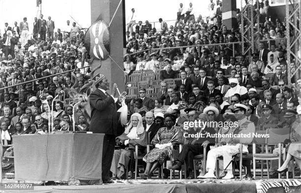 Prime Minister Mr Jomo Kenyatta at Independence Arena for The Independence Ceremony In Kenya, 1963.