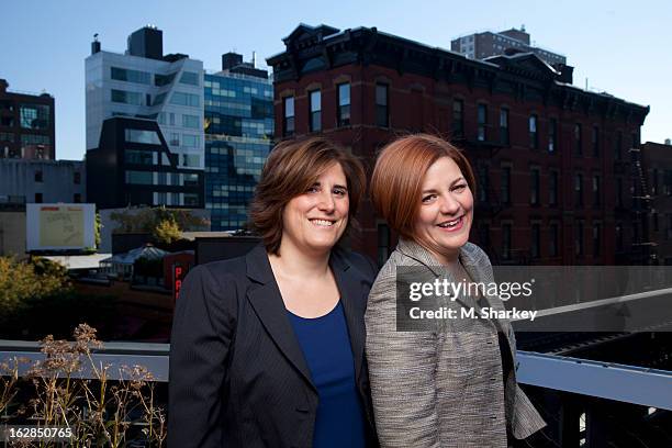 New York City Council Speaker Christine Quinn and wife media-averse lawyer, Kim Catullo are photographed for Out Magazine on October 1, 2012 on the...