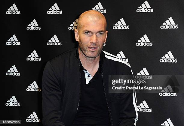 Zinedine Zidane attends an autograph session at adidas Performance Store Champs-Elysees on February 28, 2013 in Paris, France.
