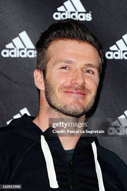 David Beckham attends an autograph session at adidas Performance Store Champs-Elysees on February 28, 2013 in Paris, France.