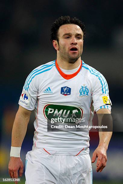 Mathieu Valbuena of Marseille in action during the French Cup match between Paris Saint-Germain FC and Marseille Olympic OM at Parc des Princes on...