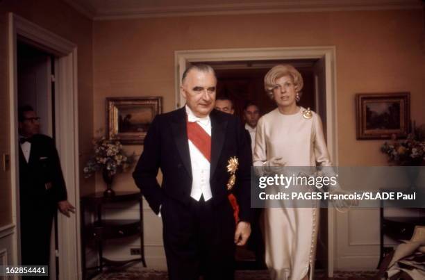 Official Visit Of Georges Pompidou To The United States In 1970. Lundi 2 mars 1970, à l'issue de leur voyage officiel aux Etats-Unis, le président...