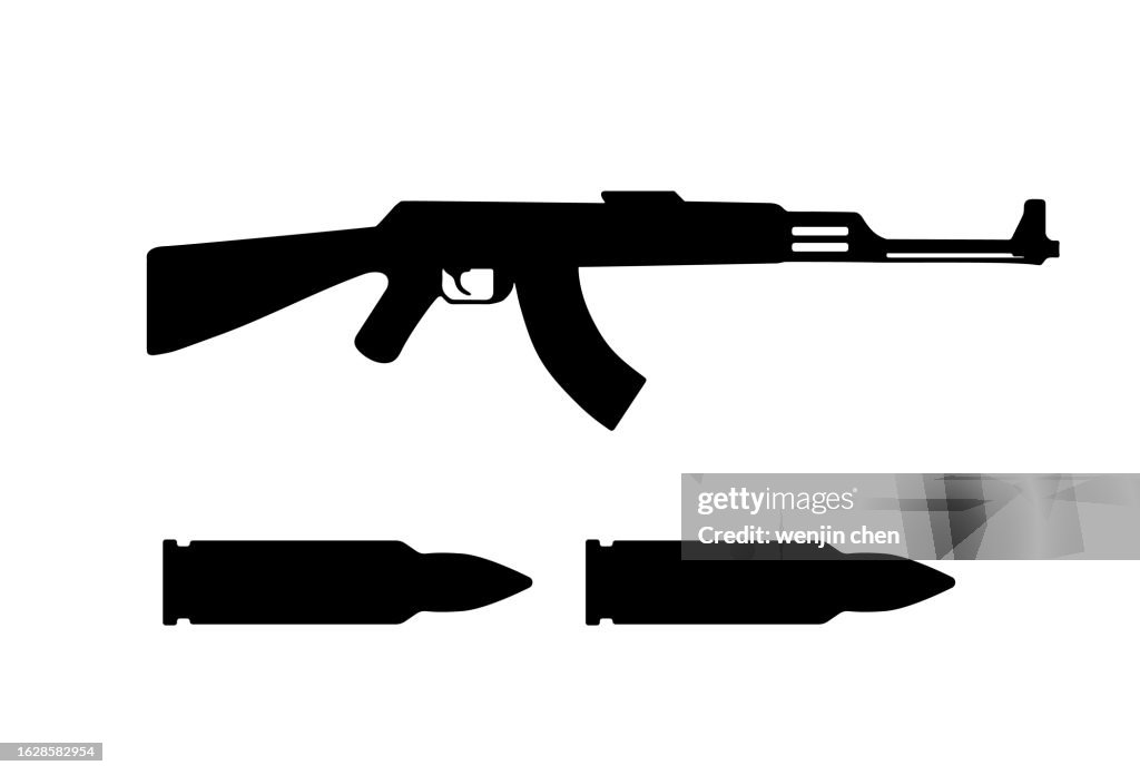 Rifle gun with bullets icon