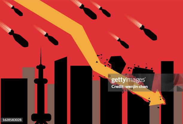 ilustrações de stock, clip art, desenhos animados e ícones de the war collapsed the city, the economy fell, the stock market fell - guerra civil