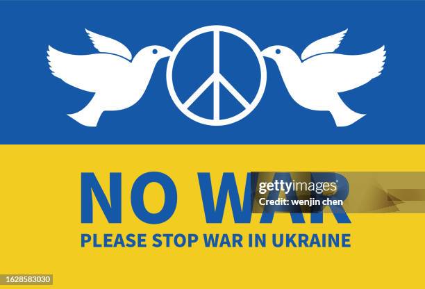 ukraine braucht frieden statt krieg, antikrieg, friedensplakat - ukraine protest stock-grafiken, -clipart, -cartoons und -symbole