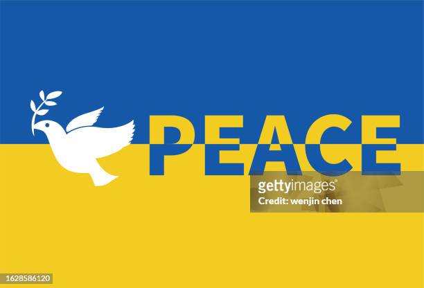 bildbanksillustrationer, clip art samt tecknat material och ikoner med anti war poster,ukrainian flag and peace dove - peace dove