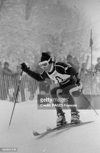 Ski In Kitzbuhel. En Autriche, à Kitzbühel, en février 1969, Compétition de ski, slalom spécial descente avec Guy Périllat, Huber, Matt, Duvillard....