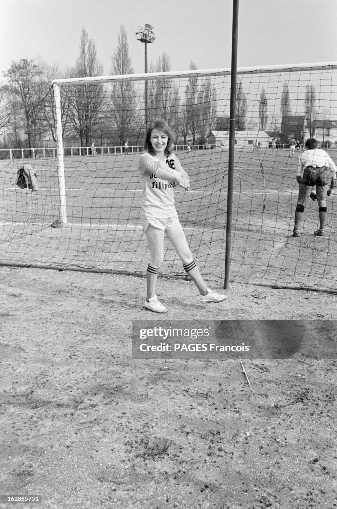 Actress Dominique Laffin Plays Soccer