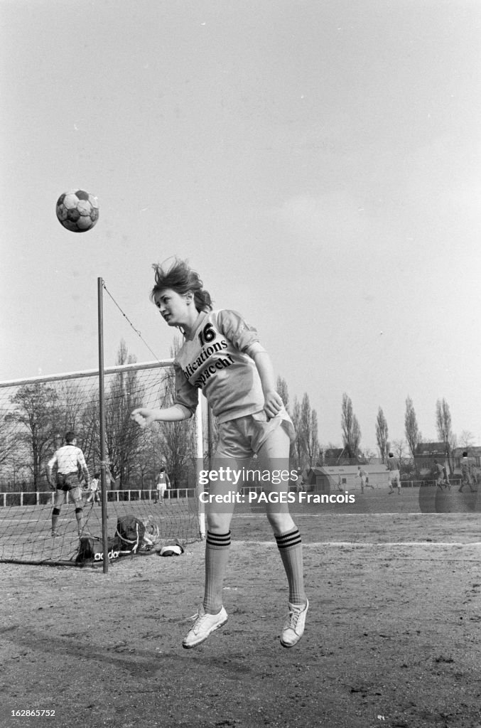 Actress Dominique Laffin Plays Soccer