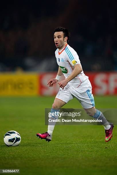 Mathieu Valbuena of Marseille in action during the French Cup match between Paris Saint-Germain FC and Marseille Olympic OM at Parc des Princes on...