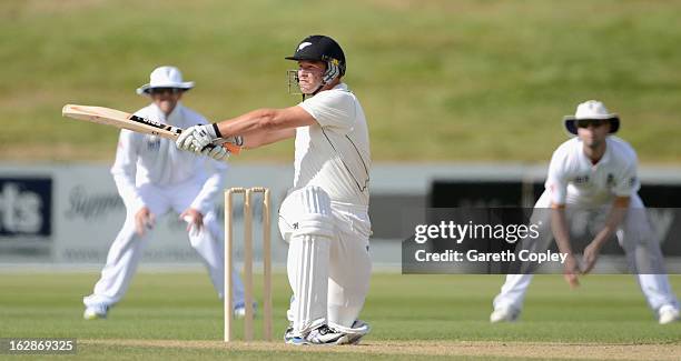 Corey Anderson of a New Zealand XI bats during day three of the International Tour Match between the New Zealand XI and England at Queenstown Events...