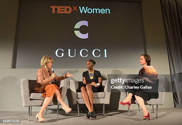 Pat Mitchell, President & CEO, The Paley Center for Media, Hafsat Abiola and filmmaker and author Joanna Lipper speak at the launch of Chime for...