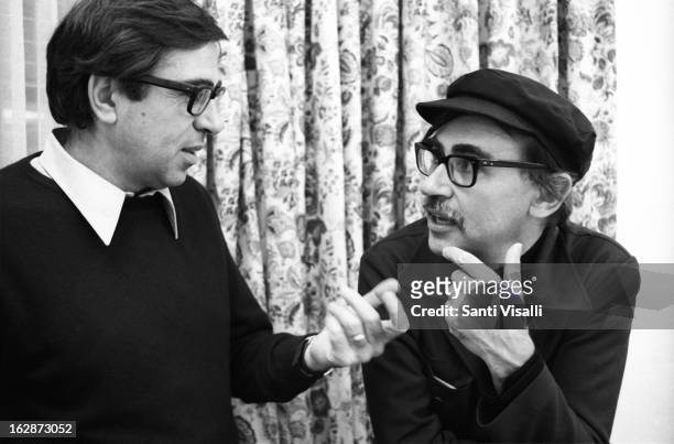 Paolo and Vittorio Taviani posing for a portrait on December 15, 1977 in New York, New York.