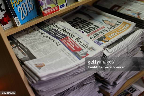 The broadsheet format 'Sydney Morning Herald' newspaper is seen on display at a newsagency on March 1, 2013 in Sydney, Australia. After 180 years,...