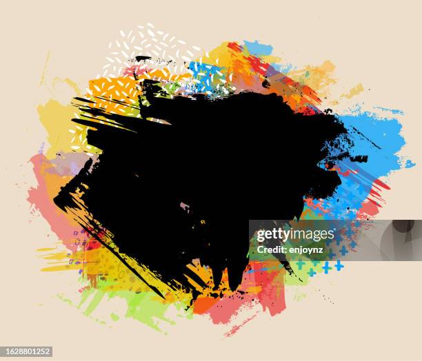 Multi Color Paint Splash Black Background High Res Illustrations ...