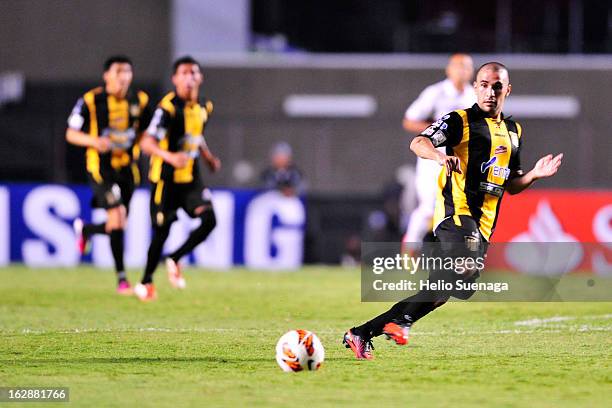 Ernesto Cristaldo of The Strongest in action during the match between Sao Paulo and The Strongest as part of Liberdadores Cup of America at Morumbi...
