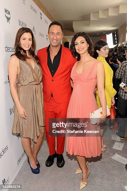 Actress Mercedes Masohn, Decades co-owner Christos Garkinos and actress Morena Baccarin attend the Harper's BAZAAR celebration of the launch of Bravo...