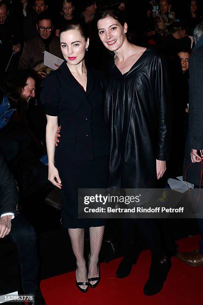Melissa George and Marie-Agnes Gillot attend the Nina Ricci Fall/Winter 2013 Ready-to-Wear show as part of Paris Fashion Week on February 28, 2013 in...