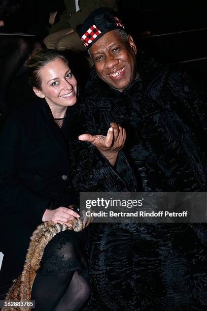 Andre Leon Talley and guest attend the Nina Ricci Fall/Winter 2013 Ready-to-Wear show as part of Paris Fashion Week on February 28, 2013 in Paris,...