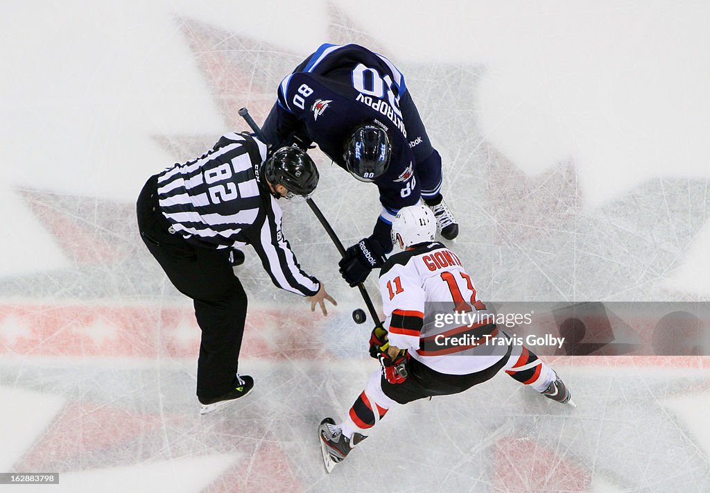 New Jersey Devils v Winnipeg Jets