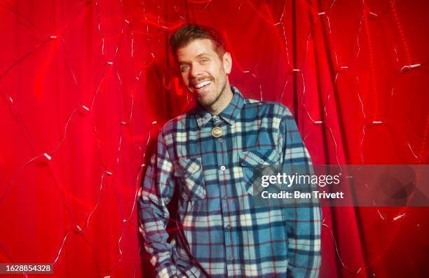Perez Hilton poses for the 2022 Jingle Ball x PEOPLE Portrait Studio on December 2, 2022 in Los Angeles, CA.