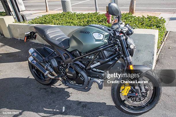 View of actor Adrien Brody's Ducati Monster Diesel seen on February 28, 2013 in Los Angeles, California.