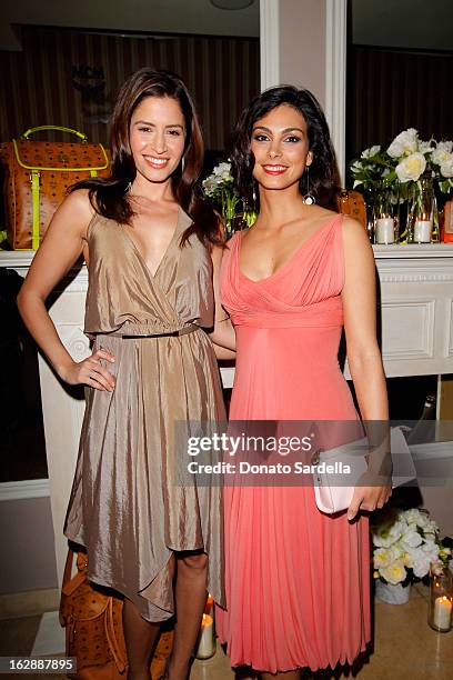 Actresses Mercedes Masohn and Morena Baccarin attend the Dukes of Melrose launch hosted by Decades, Harper's BAZAAR, and MCM on February 28, 2013 in...