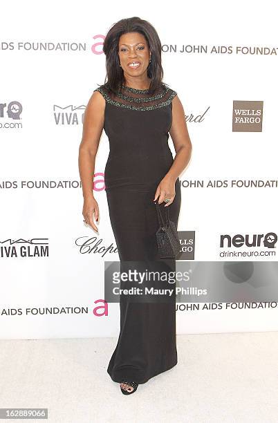 Lorranie Toussant arrives at the 21st Annual Elton John AIDS Foundation Academy Awards Viewing Party at Pacific Design Center on February 24, 2013 in...