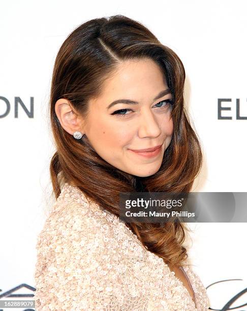 Analeigh Tipton arrives at the 21st Annual Elton John AIDS Foundation Academy Awards Viewing Party at Pacific Design Center on February 24, 2013 in...