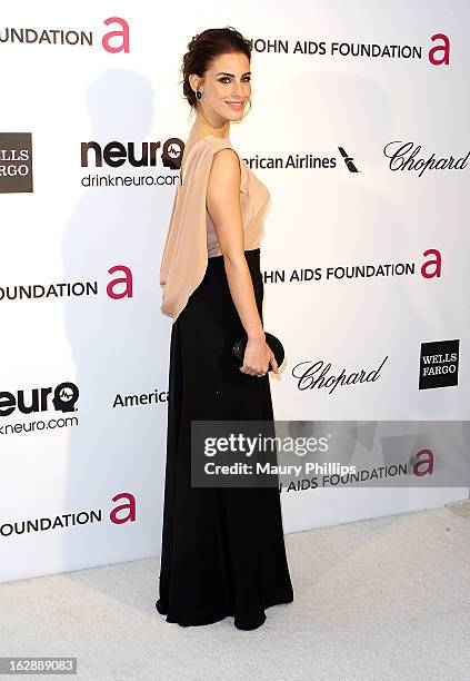 Jessica Lowndes arrives at the 21st Annual Elton John AIDS Foundation Academy Awards Viewing Party at Pacific Design Center on February 24, 2013 in...