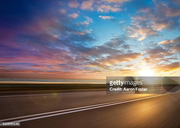 ocean sunset road - dusk stock pictures, royalty-free photos & images