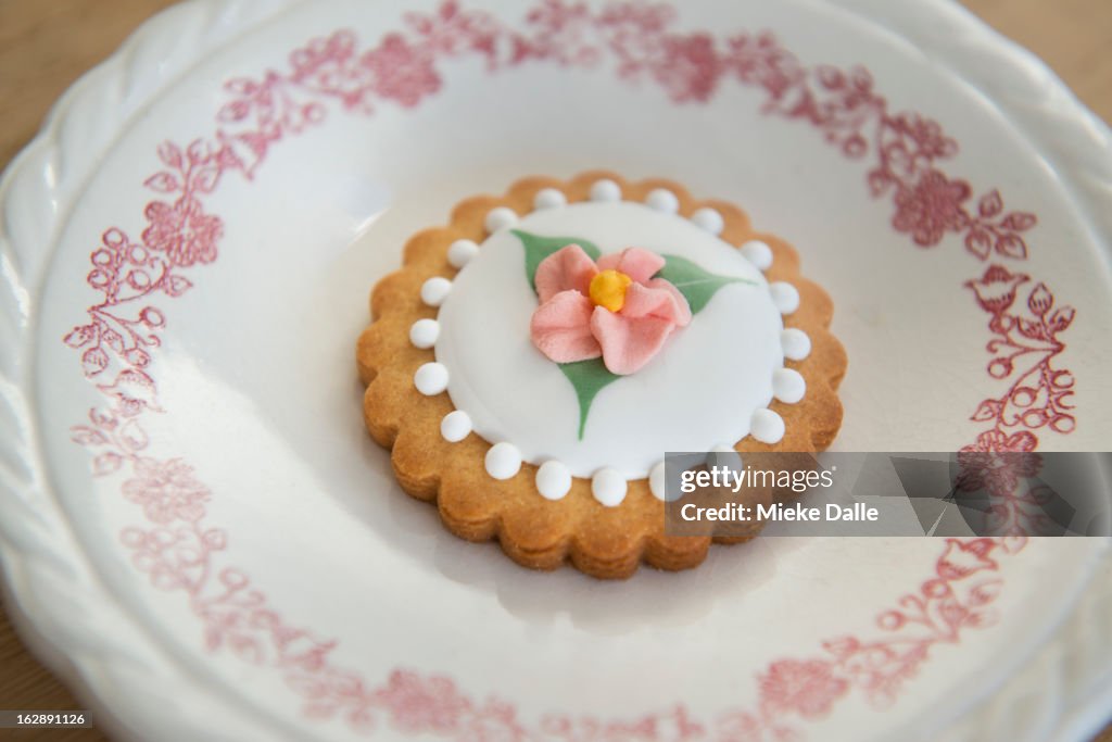 A cookie on a plate