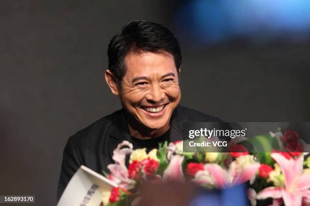 Actor Jet Li attends Aux promotional event at Shangri-La Hotel on February 28, 2013 in Ningbo, China.