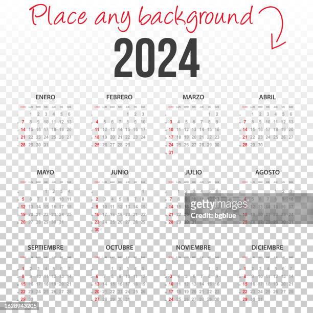 spanish calendar 2024 with blank backgorund - spanish language stock illustrations