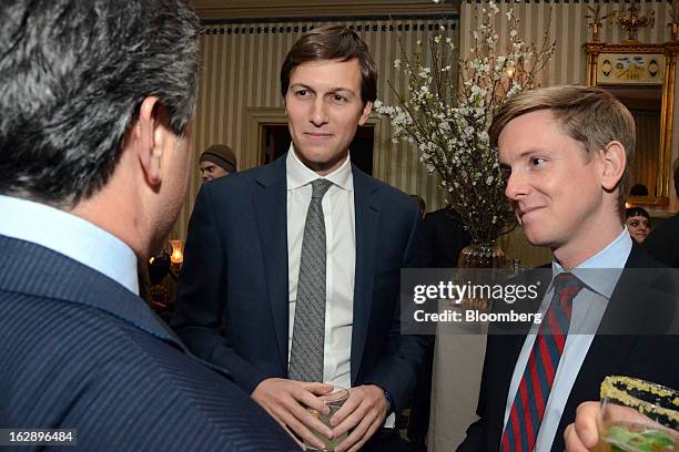 Jared Kushner, chairman of the Observer Media Group, center, and Christopher "Chris" Hughes, editor-in-chief and publisher of The New Republic Inc.,...