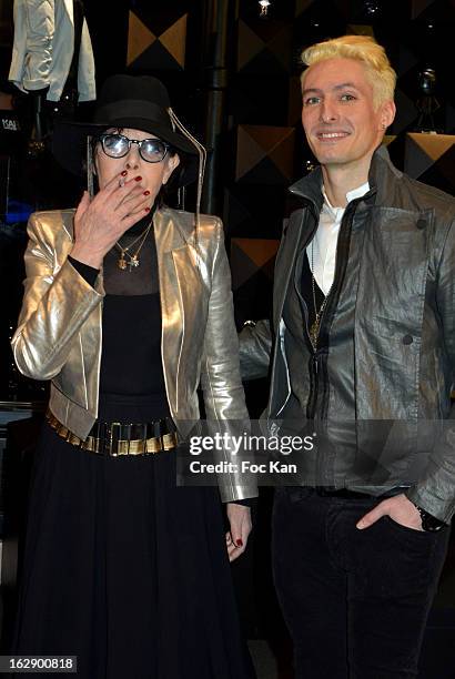 Dani and Bruno Alexandre of band Neimon attend the opening of the Karl Lagerfeld concept store during Paris Fashion Week Fall/Winter 2013 at Karl...