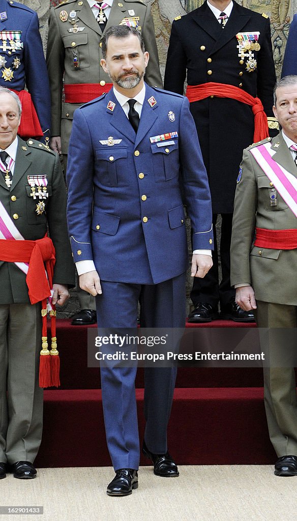 Prince Felipe of Spain Attends Military Audiences