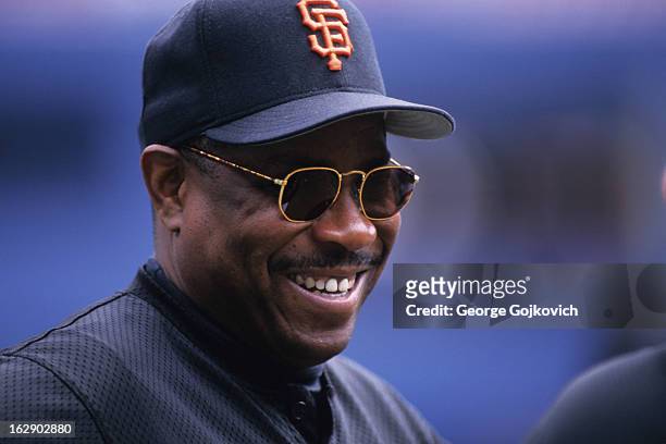 Manager Dusty Baker of the San Francisco Giants smiles during batting practice before a Major League Baseball game against the Pittsburgh Pirates at...