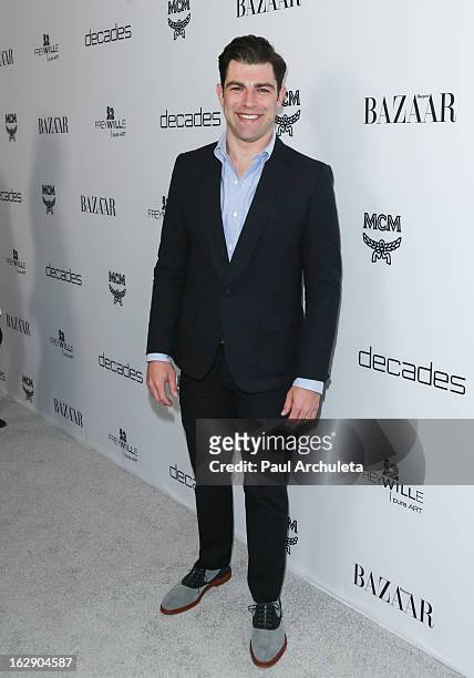 Actor Max Greenfield attends the Harper's BAZAAR celebration for the new Bravo series "Dukes of Melrose" at The Terrace at Sunset Tower on February...