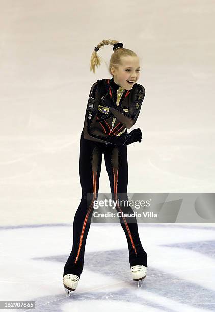 Elena Radionova of Russia skate in the Junior Ladies Short Program during day 5 of the ISU World Junior Figure Skating Championships at Agora Arena...