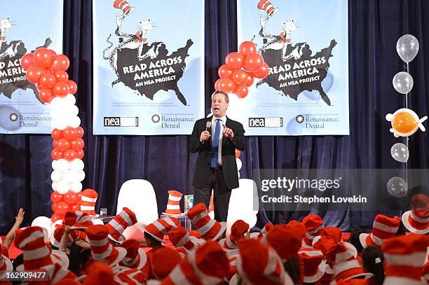 The New York Public Library President and CEO Dr. Anthony W. Marx Joins Cat In The Hat On NEA's Read Across America Day at New York Public Library on...