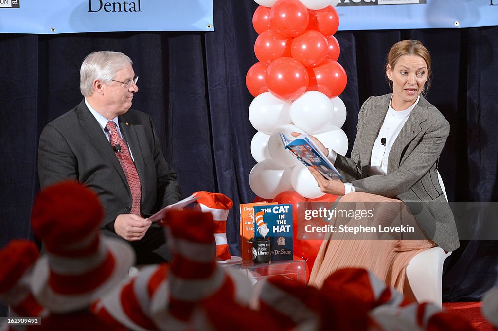 Uma Thurman Joins Cat In The Hat On NEA's Read Across America Day