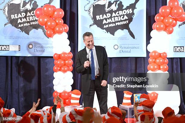 The New York Public Library President and CEO Dr. Anthony W. Marx Joins Cat In The Hat On NEA's Read Across America Day at New York Public Library on...
