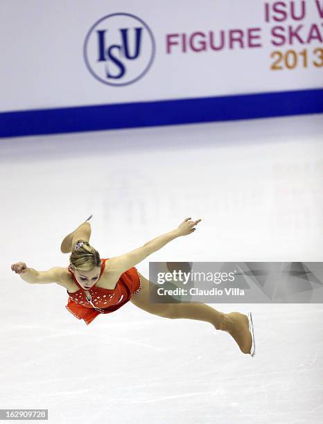 Courtney Hicks of Usa skates in the Junior Ladies Short Program during day 5 of the ISU World Junior Figure Skating Championships at Agora Arena on...