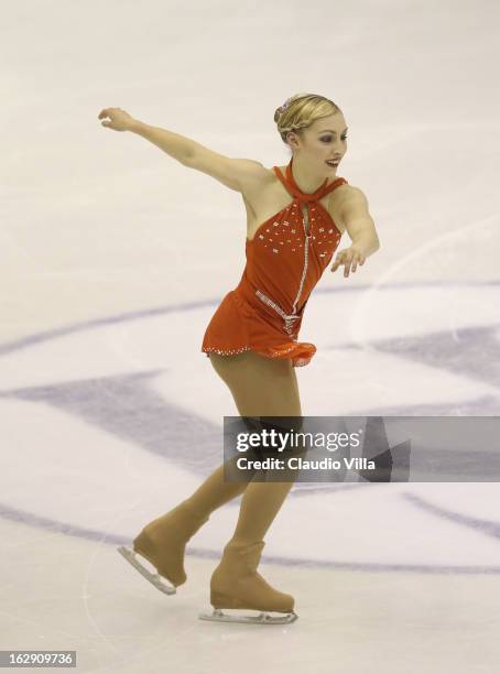 Courtney Hicks of Usa skates in the Junior Ladies Short Program during day 5 of the ISU World Junior Figure Skating Championships at Agora Arena on...