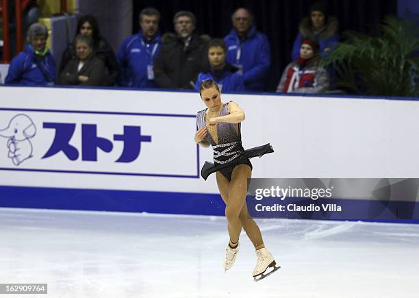 Nathalie Weinzierl of Germany skates in the Junior Ladies Short Program during day 5 of the ISU World Junior Figure Skating Championships at Agora...
