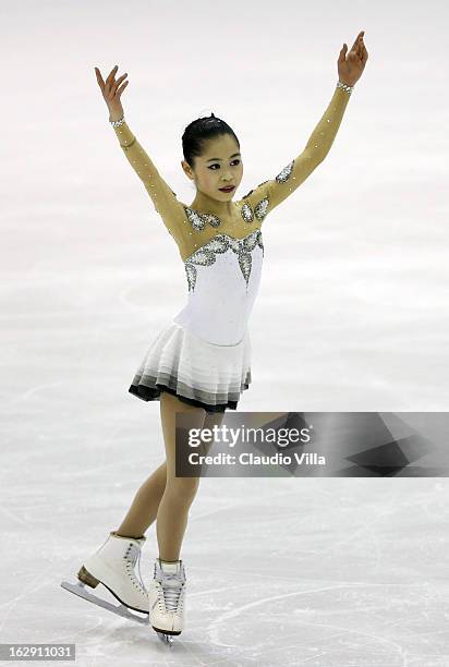 Satoko Miyahara of Japan skates in the Junior Ladies Short Program during day 5 of the ISU World Junior Figure Skating Championships at Agora Arena...