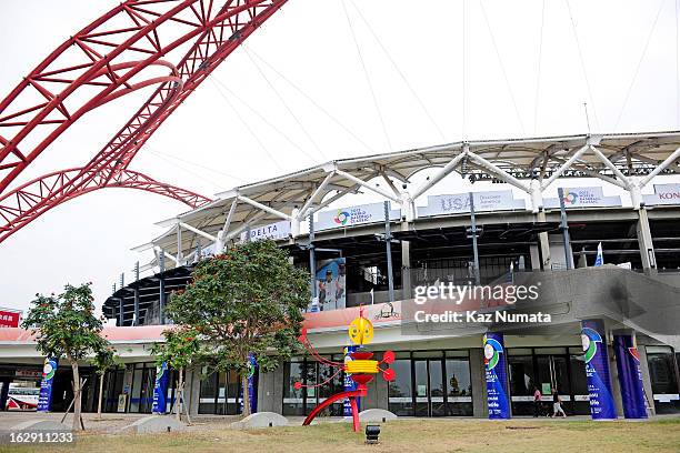 General view of the outside of Taichung Intercontinental Baseball Stadium during the World Baseball Classic workout day of Team Netherlands on March...