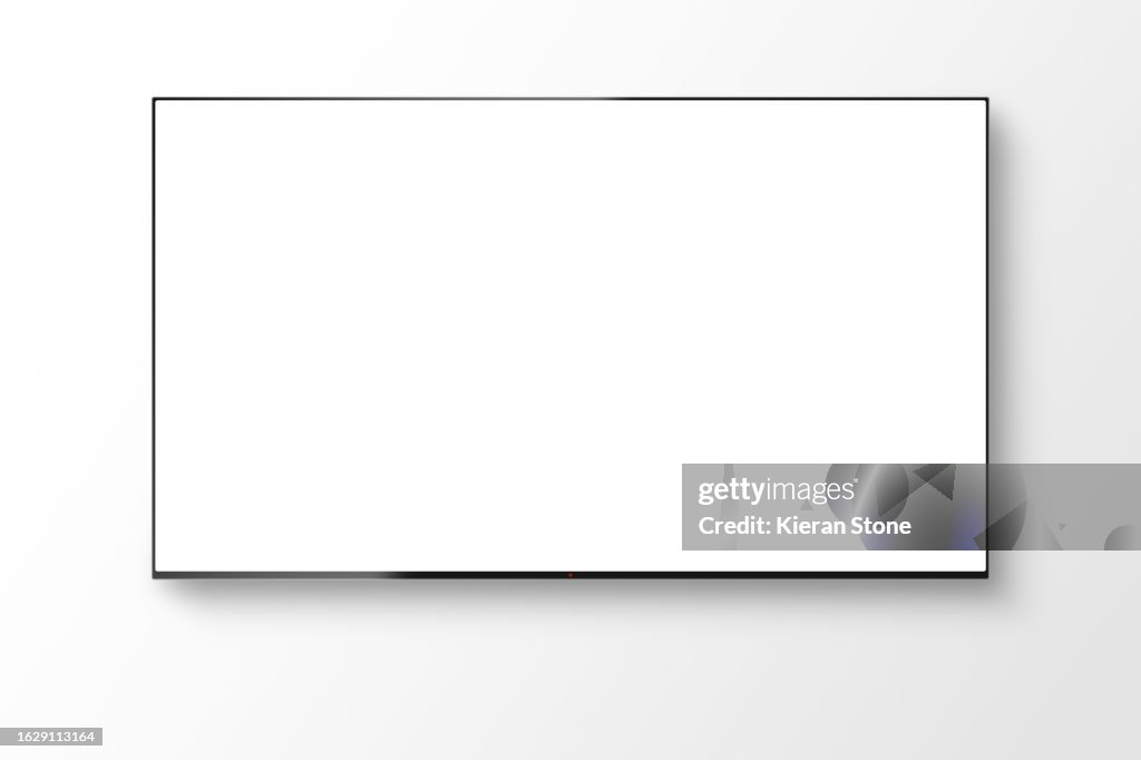 Sleek Wall Mounted Television with Blank Plasma, OLED or LED Screen